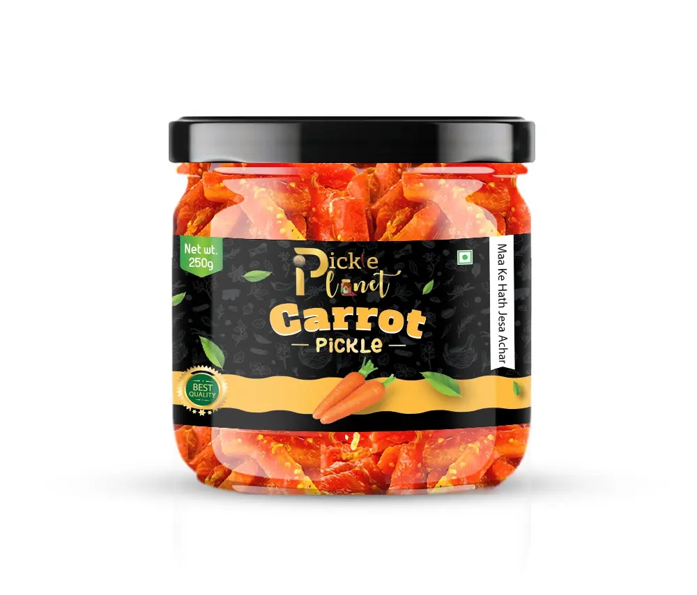 Pickle Planet Carrot Pickle | Homemade Pickle | Authentic, Tangy & Delicious Taste | No Artificial Color and Flavors | Gluten Free | Gajar ka achar (250g)